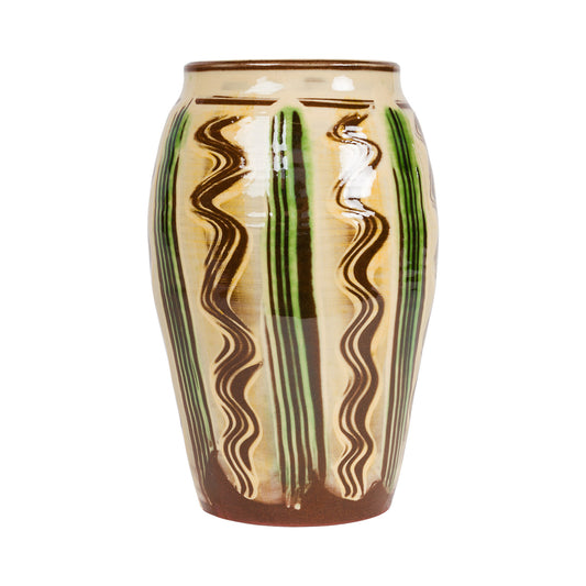 Slipware Vase - Cream/Green