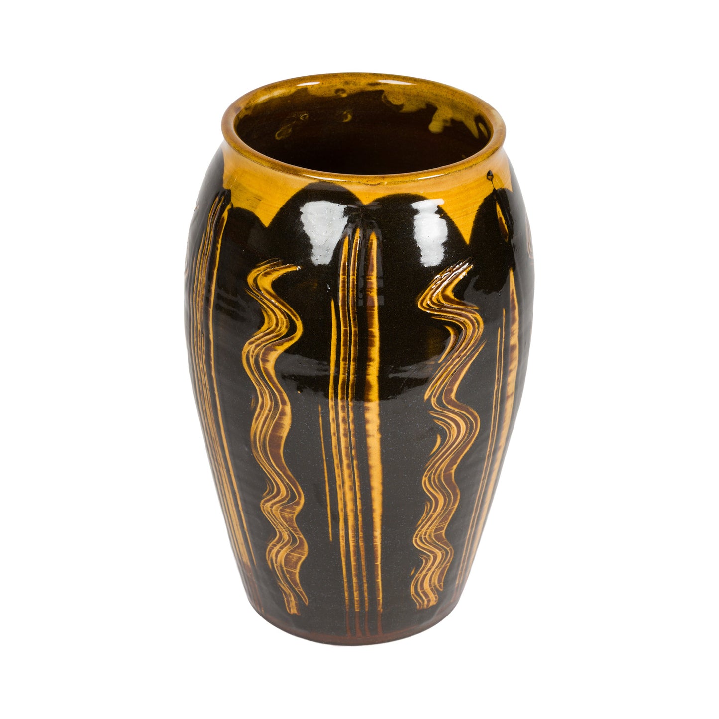 Slipware Vase - Black/Amber