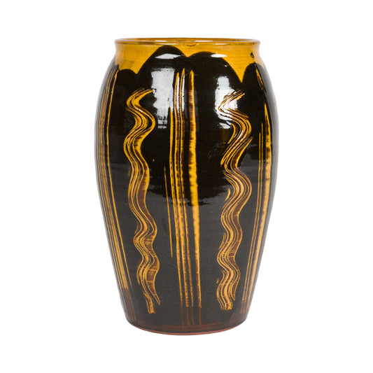 Slipware Vase - Black/Amber