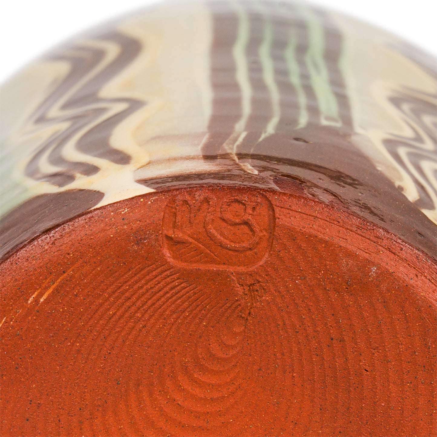 Slipware Vase - Cream/Green