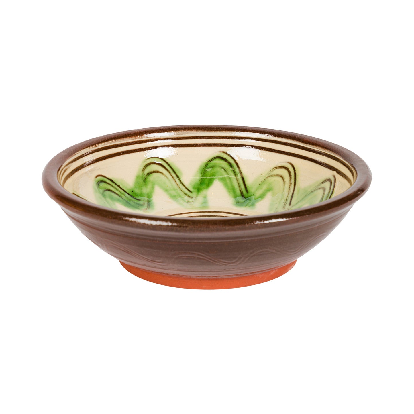 Slipware Pasta Bowl - Green/Cream