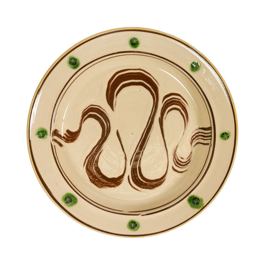Slipware Charger - Cream/Green