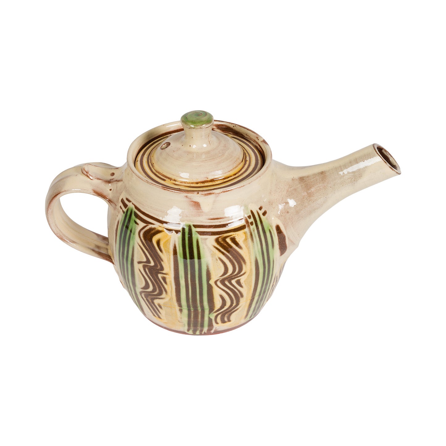 Slipware Teapot 1.5 Pint - Cream/Green