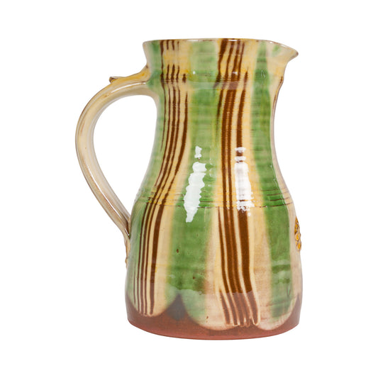 Slipware Tapered Jug - Cream/Green