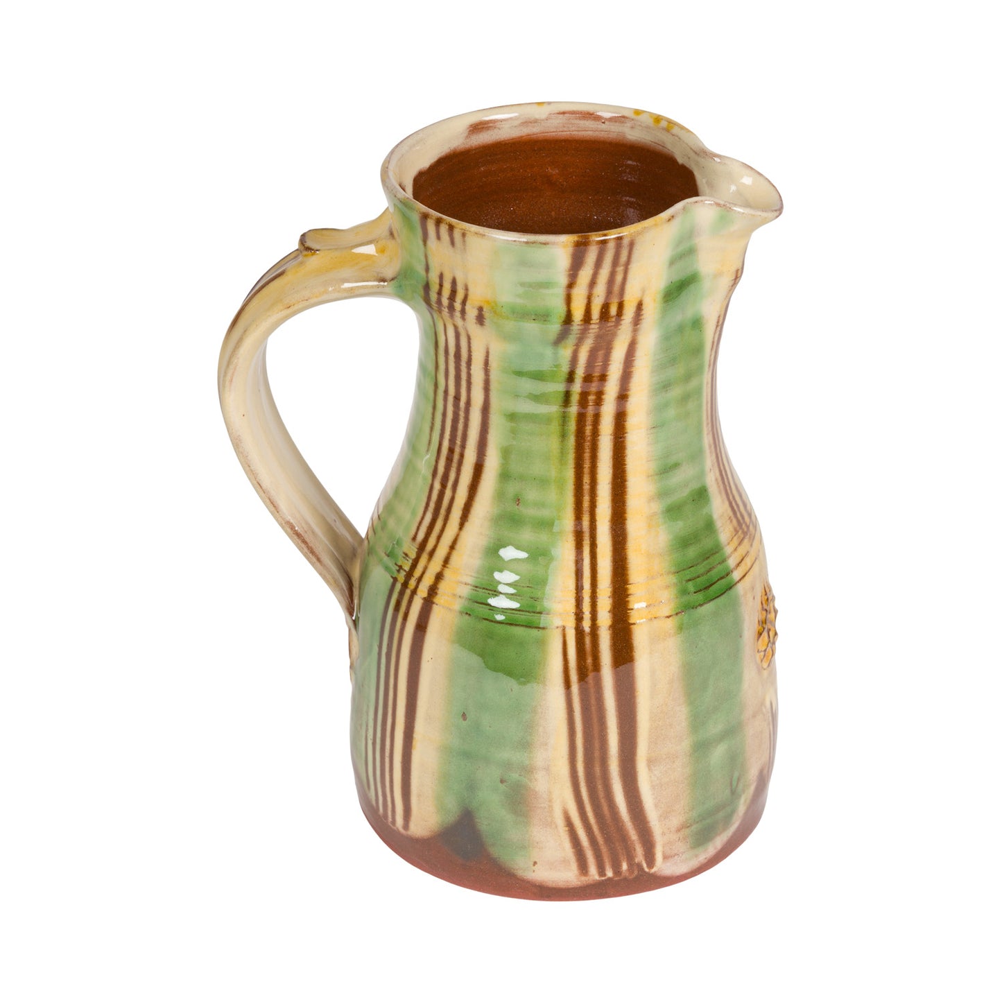 Slipware Tapered Jug - Cream/Green