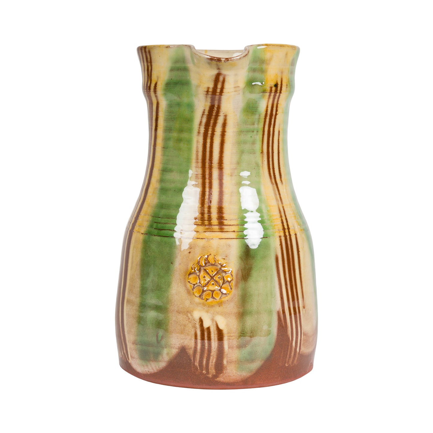 Slipware Tapered Jug - Cream/Green