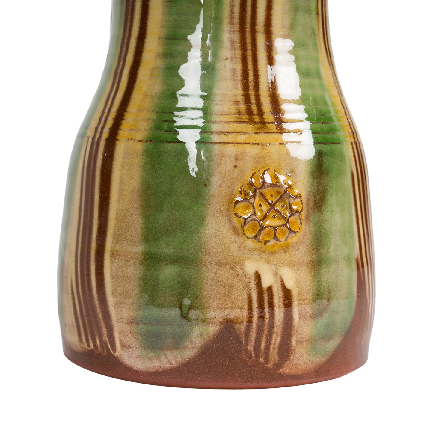 Slipware Tapered Jug - Cream/Green