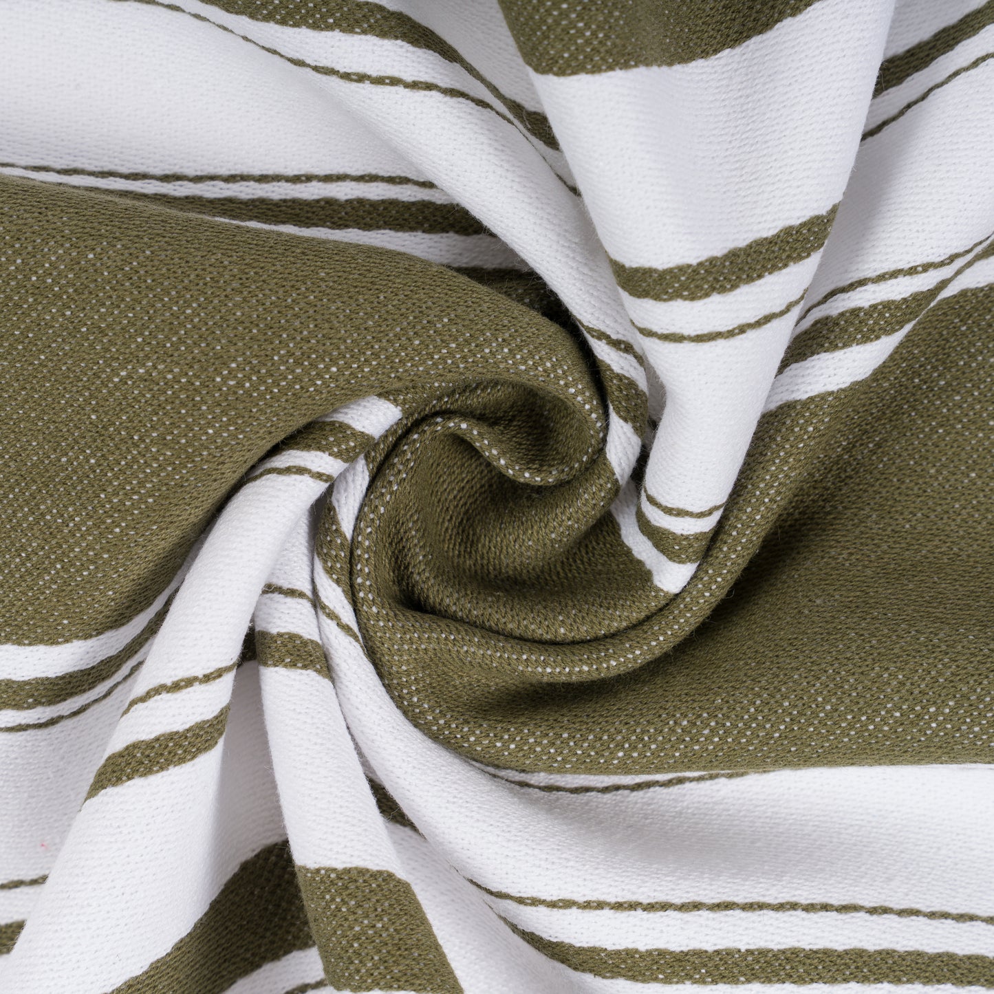 Striped Cotton Tea Towel - Olive Green