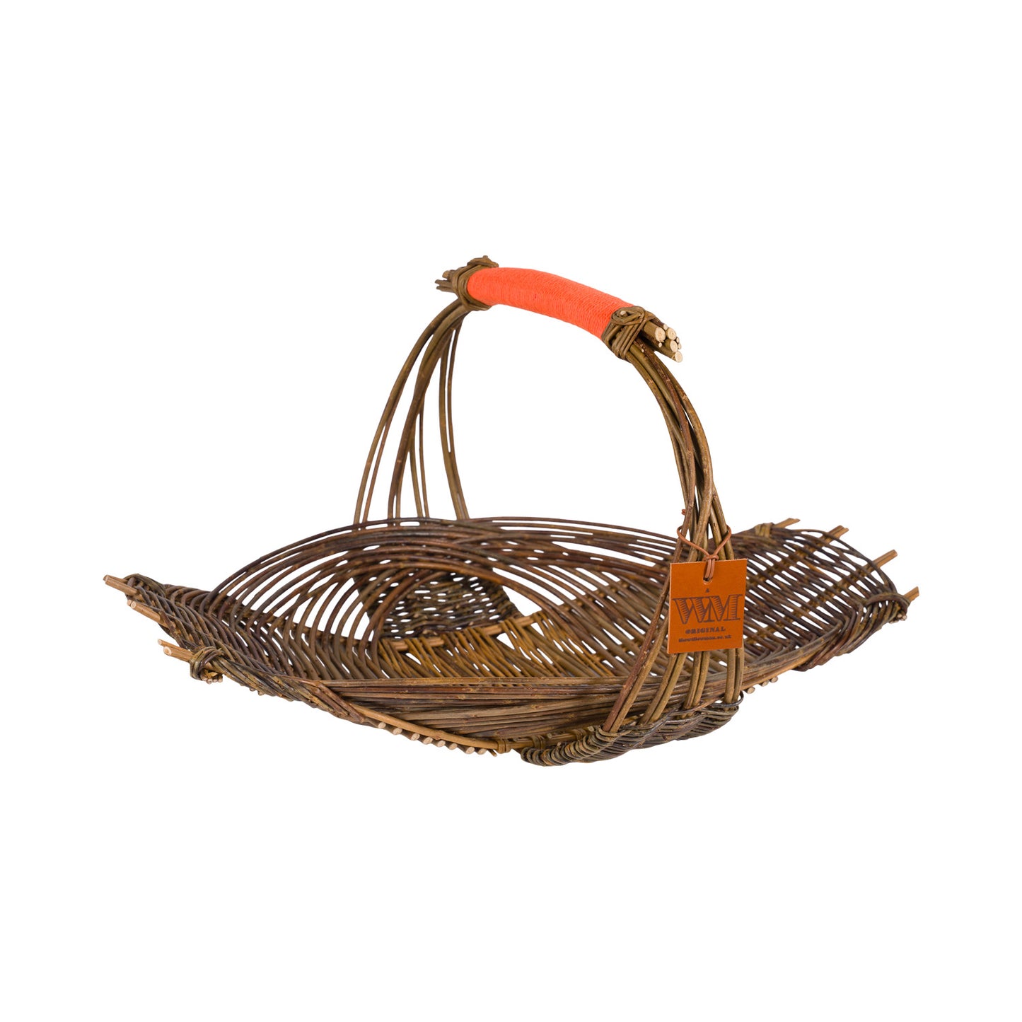Willow Flower Basket with Orange Handle