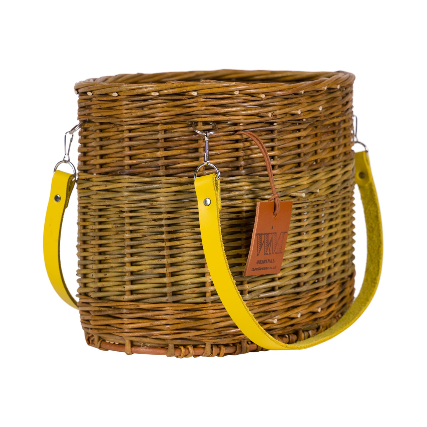 Willow Basket With Yellow Leather Handles