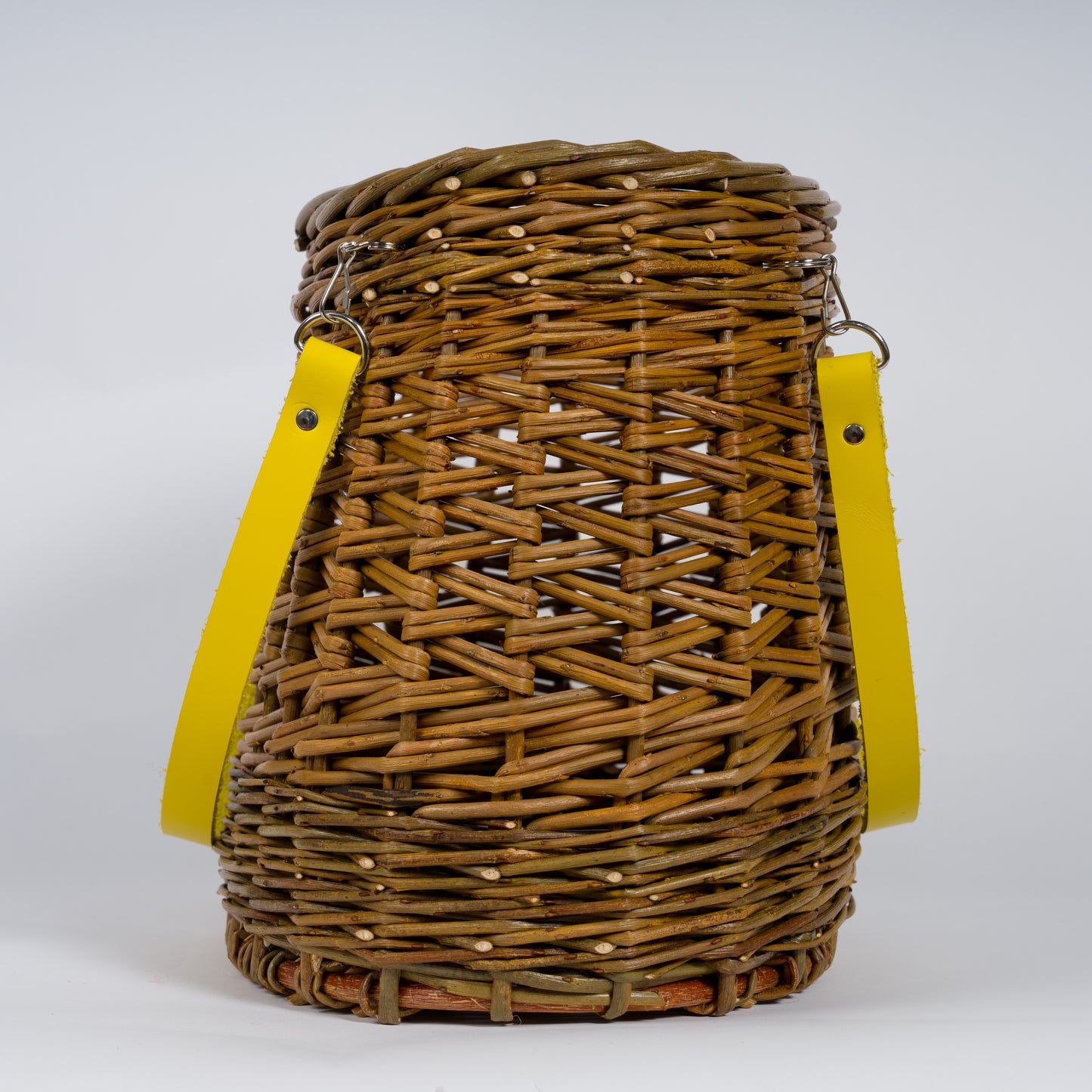 Willow Basket With Yellow Leather Straps