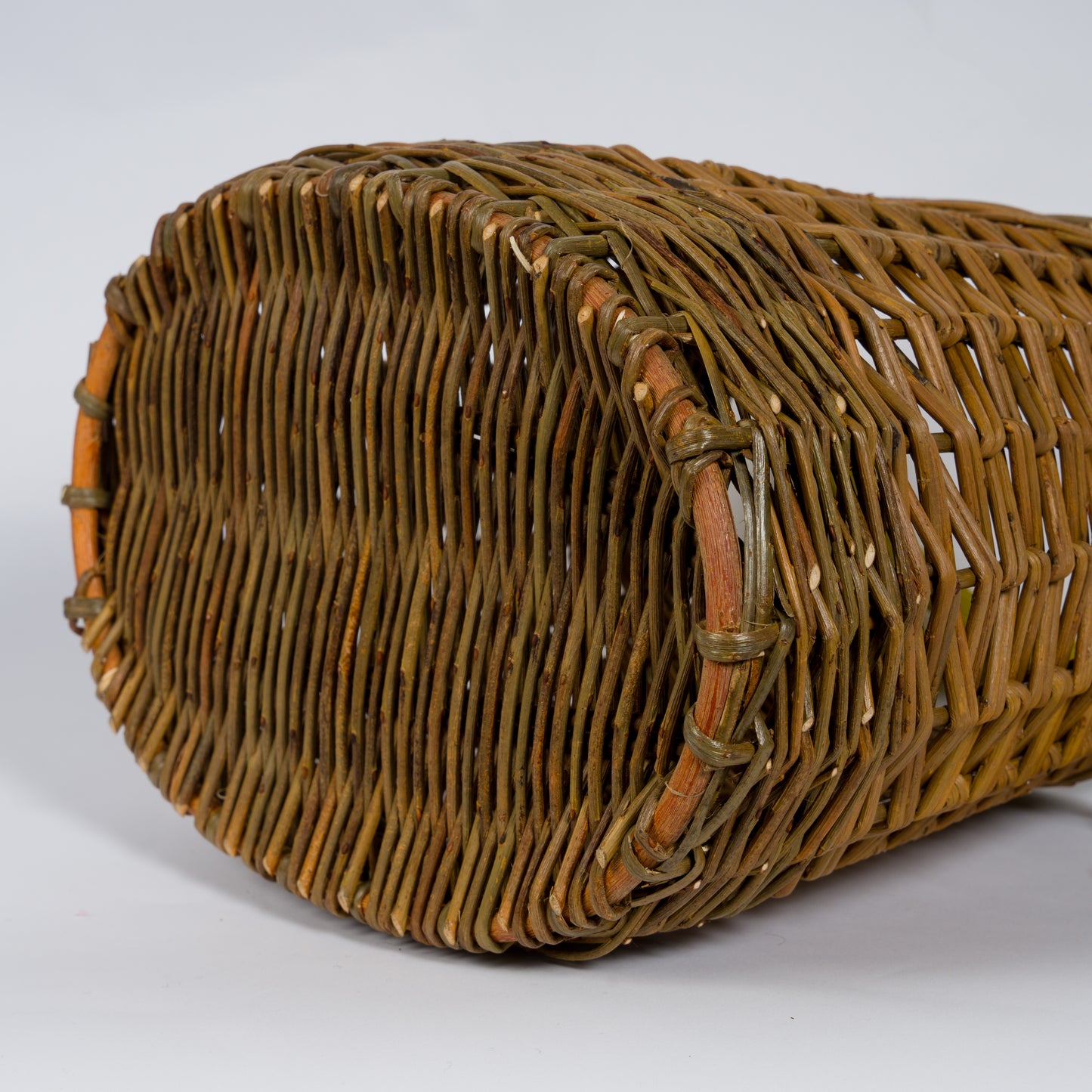 Willow Basket With Yellow Leather Straps