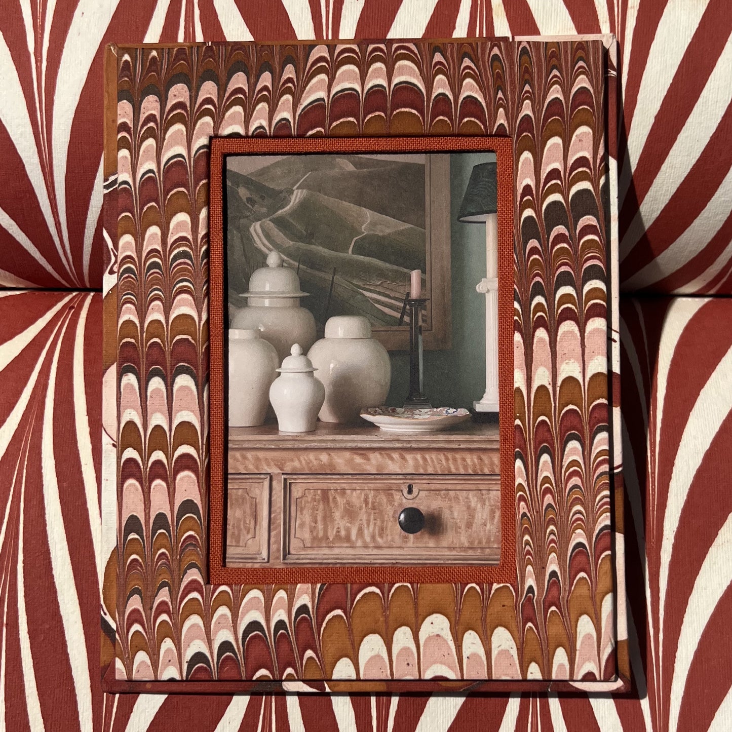 Marbled Paper Picture Frame - Mountain Red