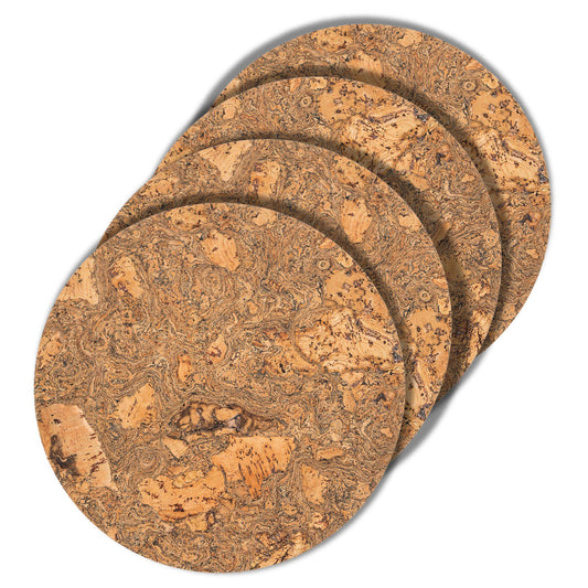 Round Natural Cork Placemat Set of 4 - Grey