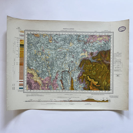 Vintage Geological Survey Map - Northallerton