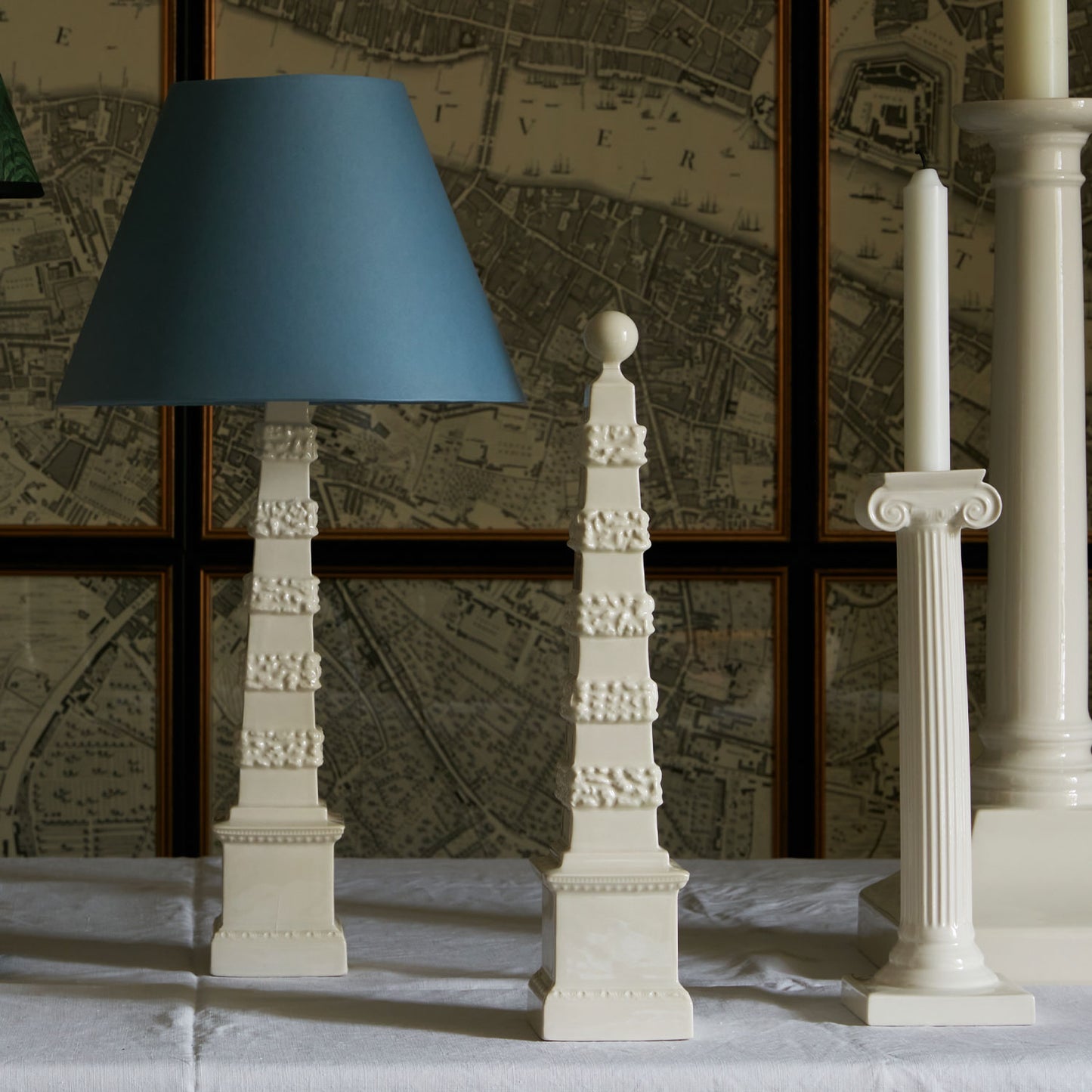 P&H Creamware Obelisk Lamp