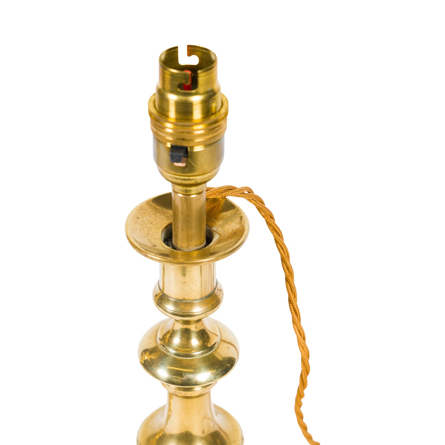Pair Shaped Antique Brass Candlestick Lamps