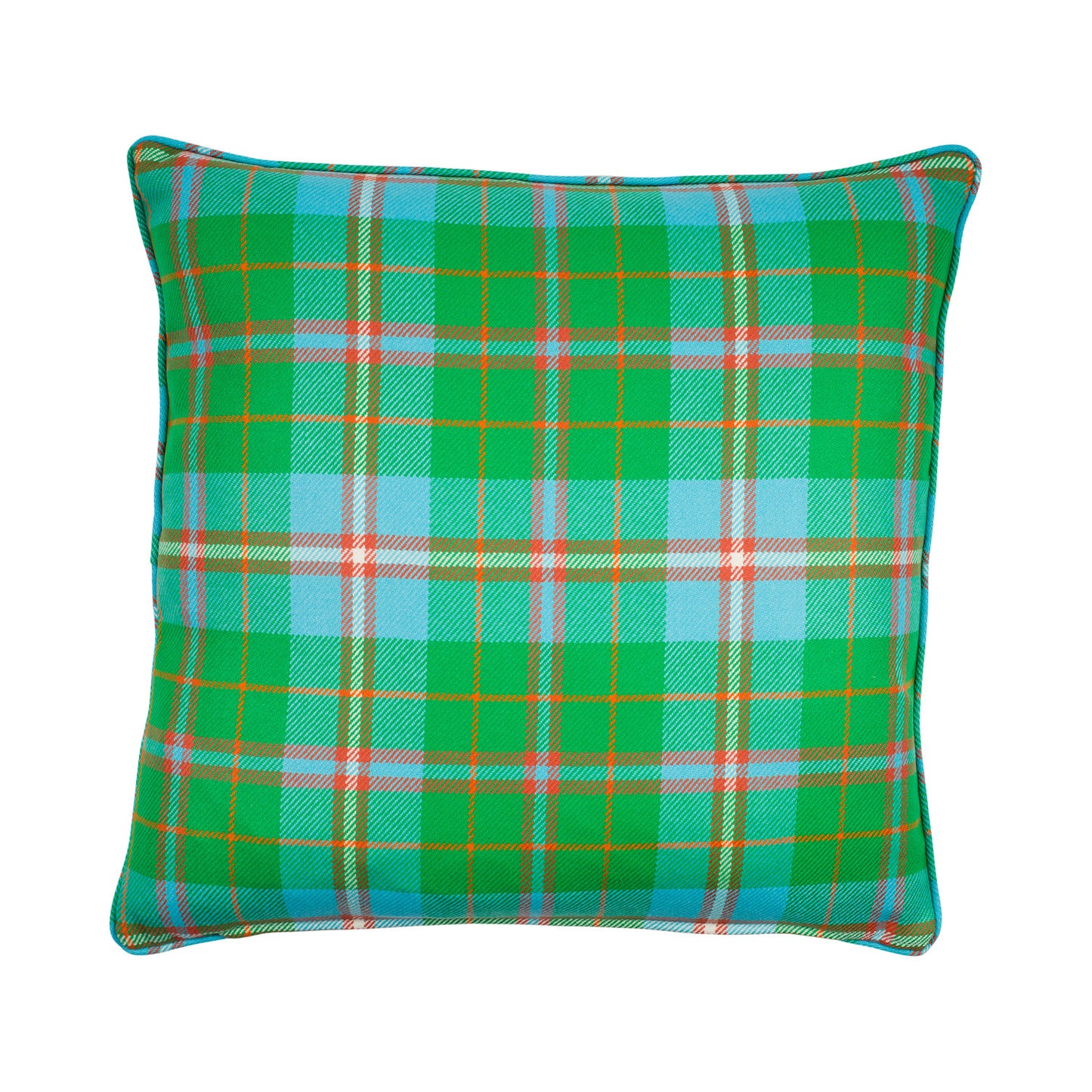 Large Check Lambswool Cushion - Apple