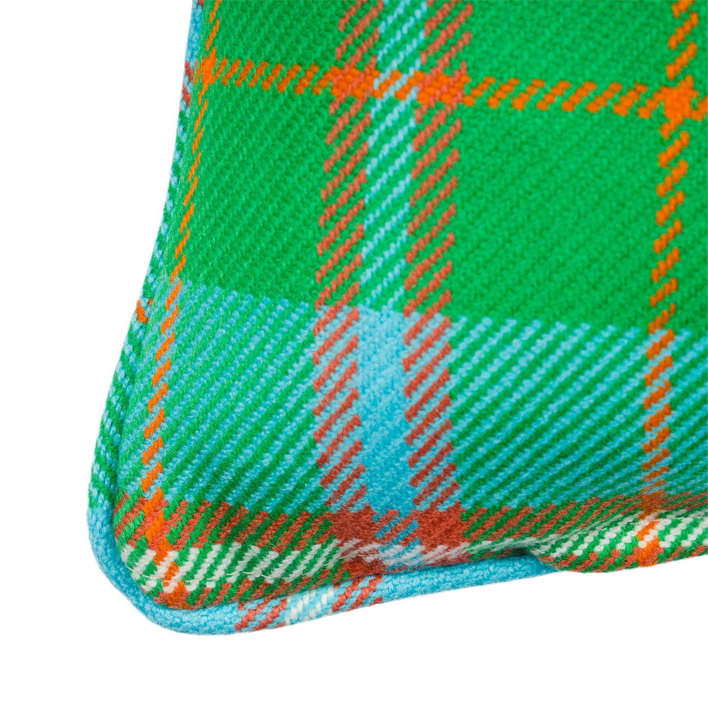 Large Check Lambswool Cushion - Apple