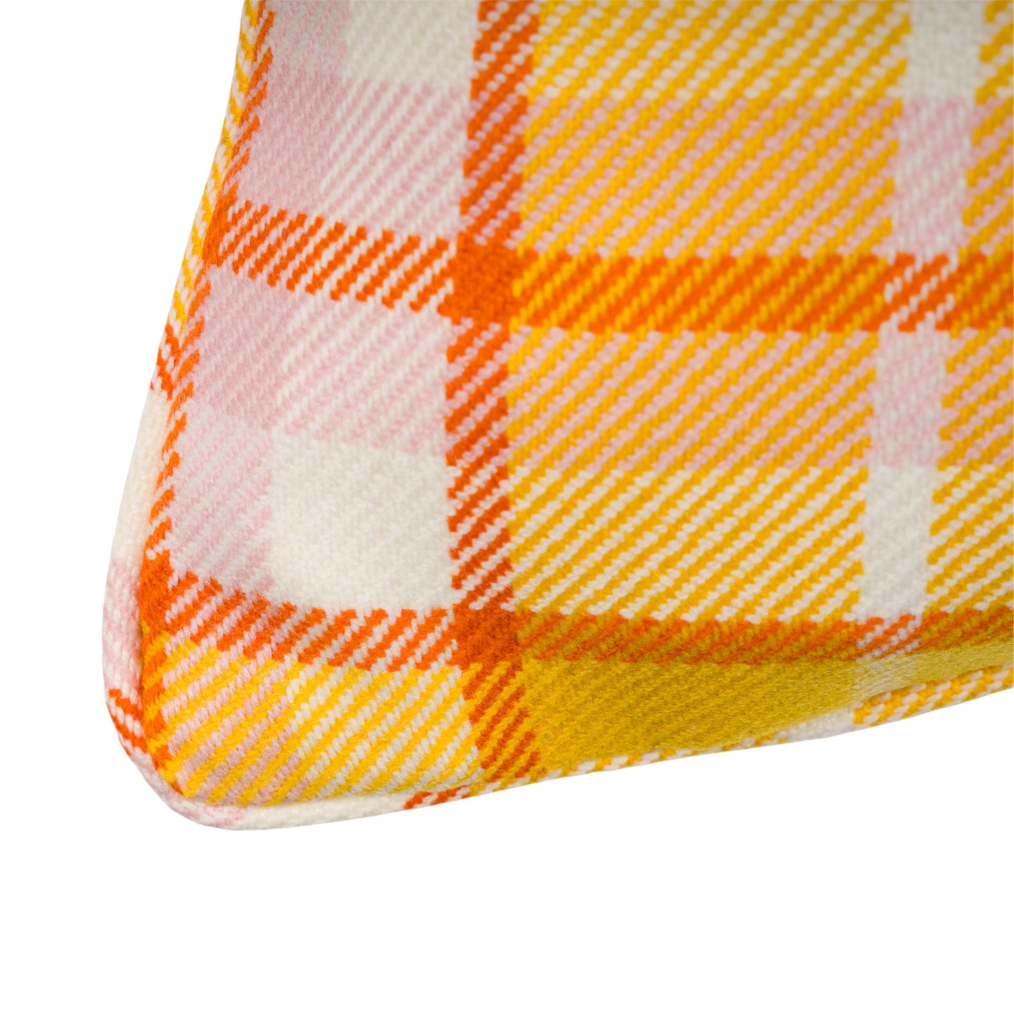 Large Check Lambswool Cushion - Gold