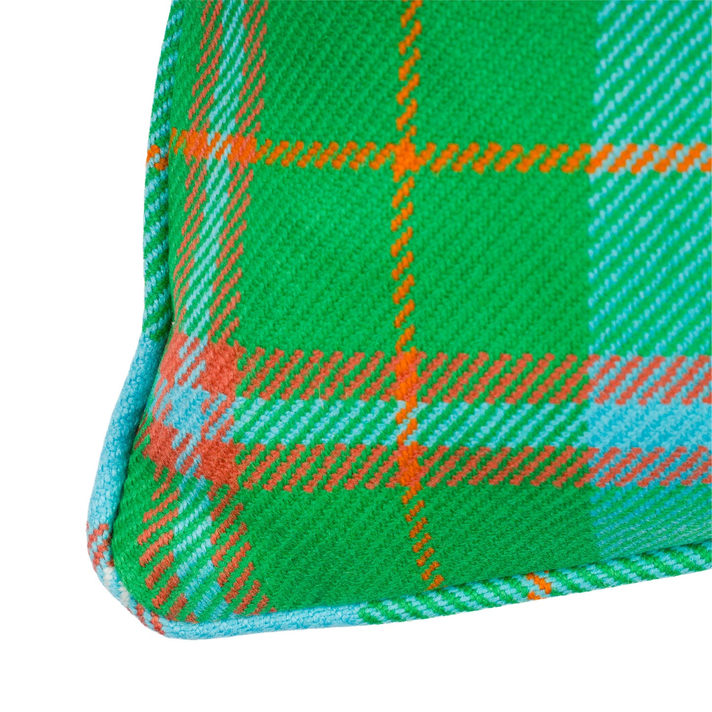 Check Lambswool  Cushion - Apple
