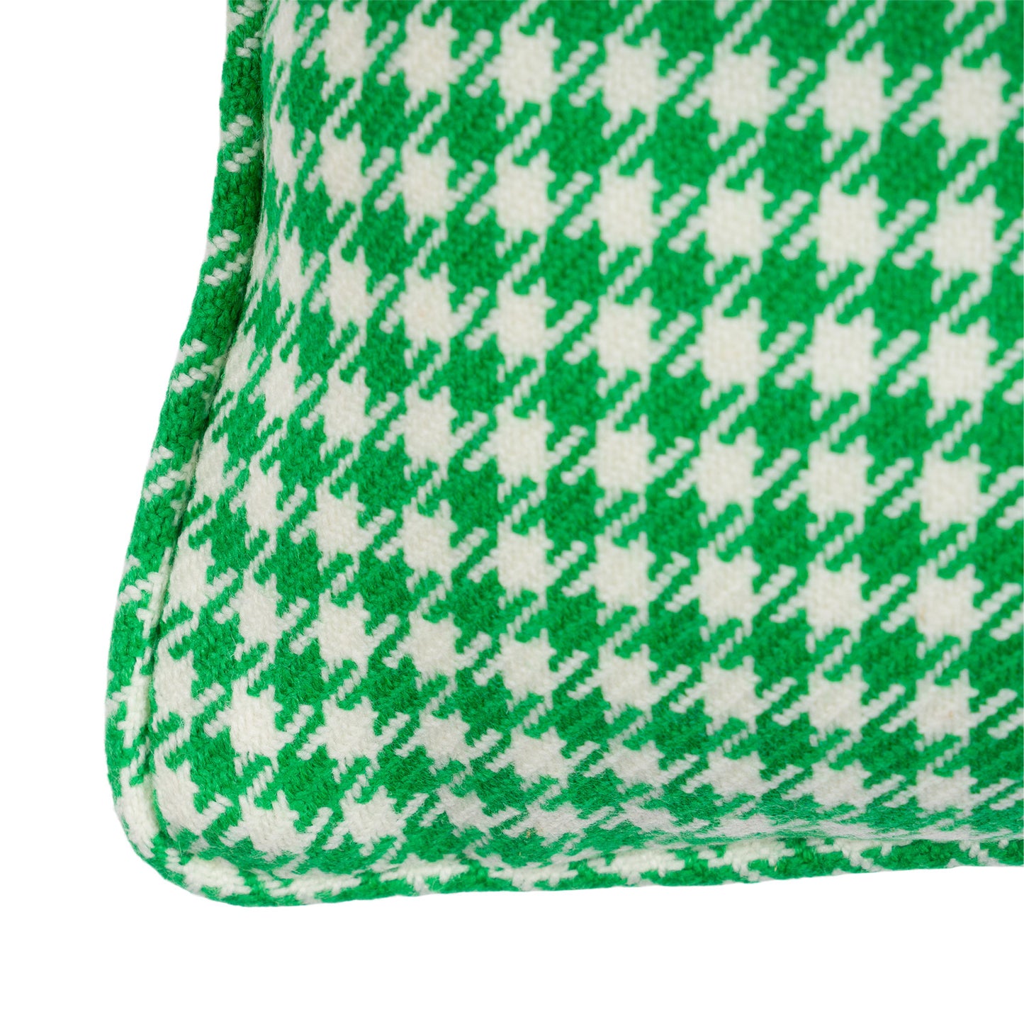 Houndstooth Lambswool Cushion - Green