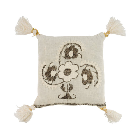 Turkish Raw Silk Embroidery Lavender Pillow- L