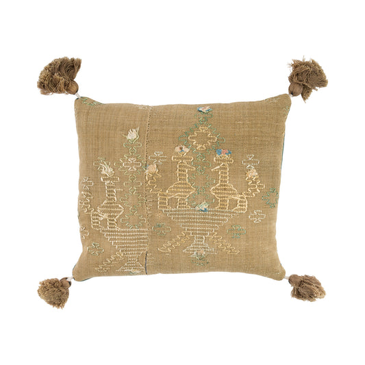 Moroccan Raw Silk Embroidery Lavender Pillow - XL