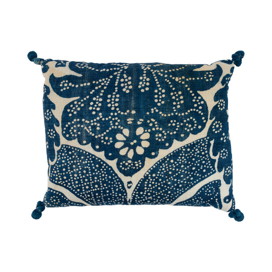 17th Century French Indigo Woodblock Lavender Pillow - XXL