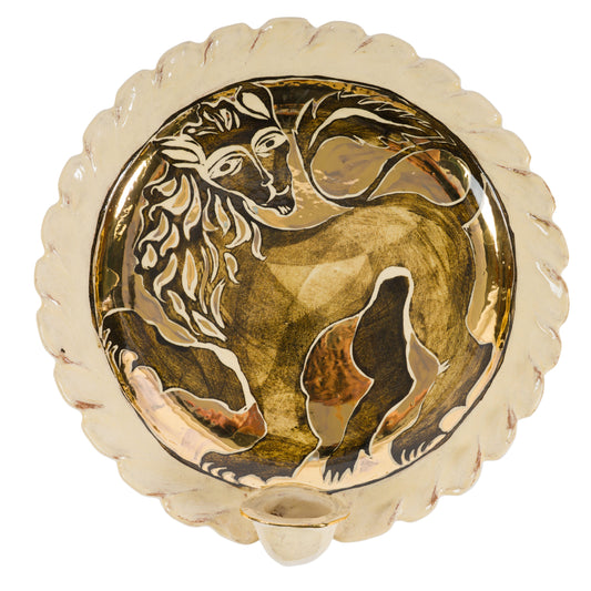 Rope Edged Golden Lion Candle Sconce