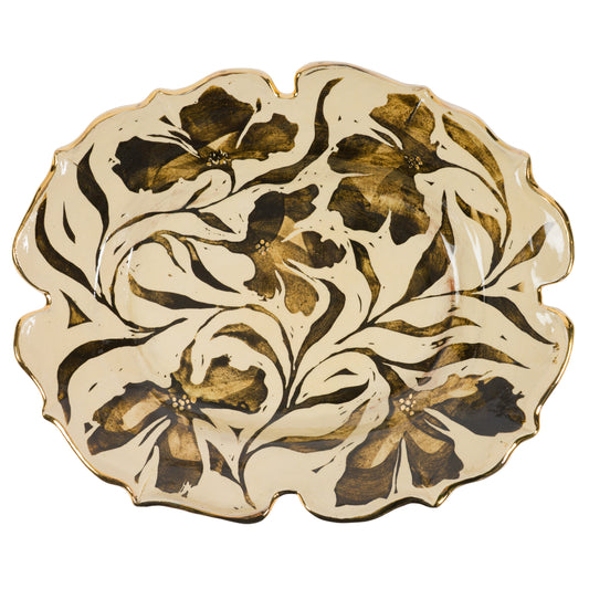 Shaped Gold Luster Floral Platter
