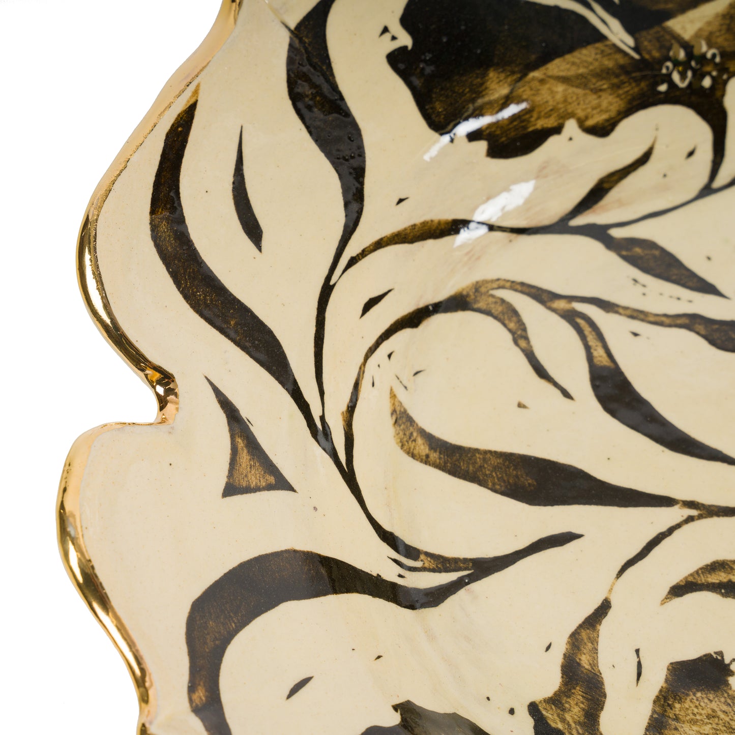 Shaped Gold Luster Floral Platter