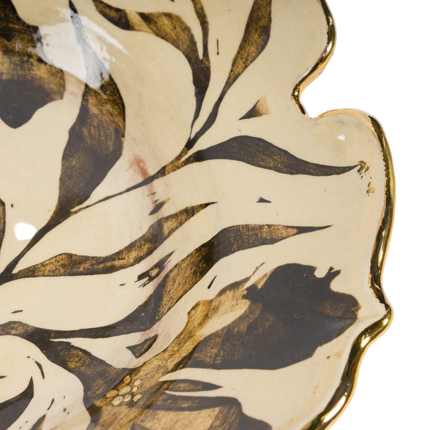 Shaped Gold Luster Floral Platter