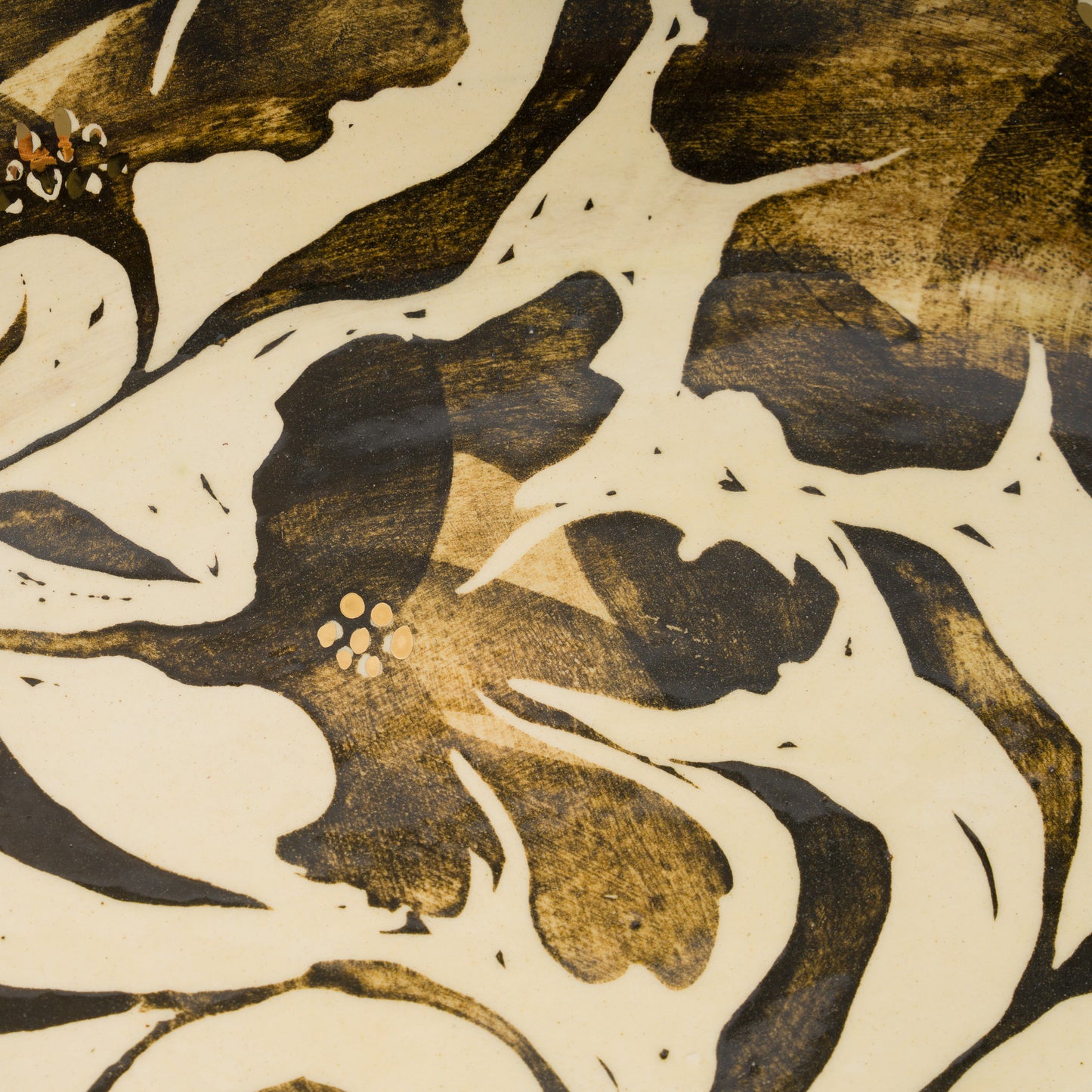 Shaped Gold Luster Floral Platter