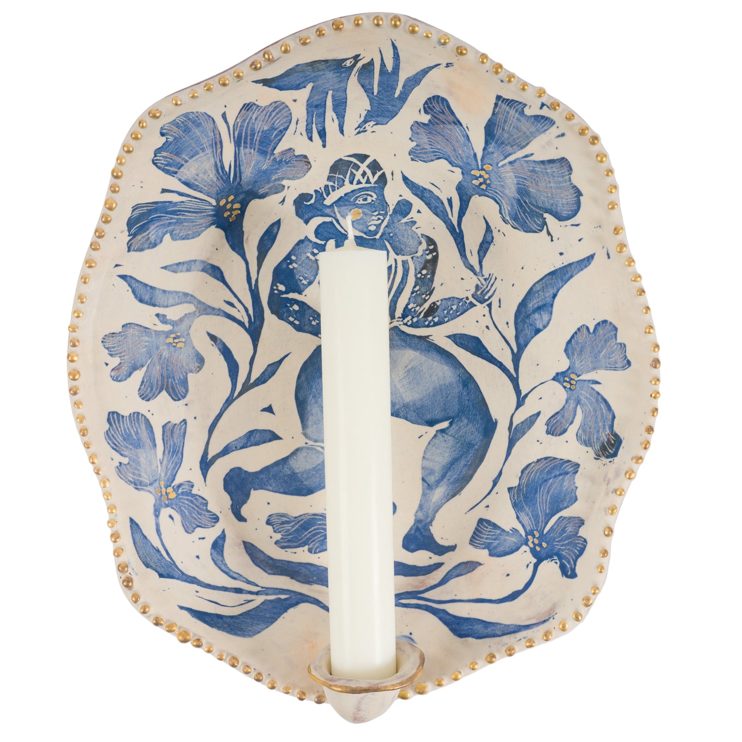 Blue Dancing Jester Candle Sconce