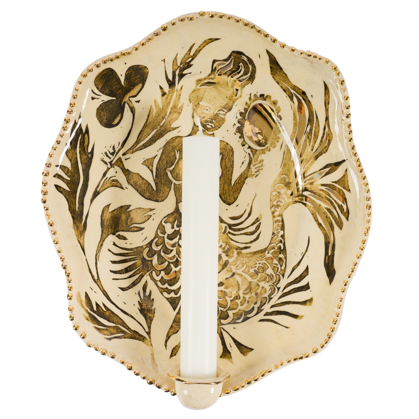 Pearl Edged Mermaid Candle Sconce