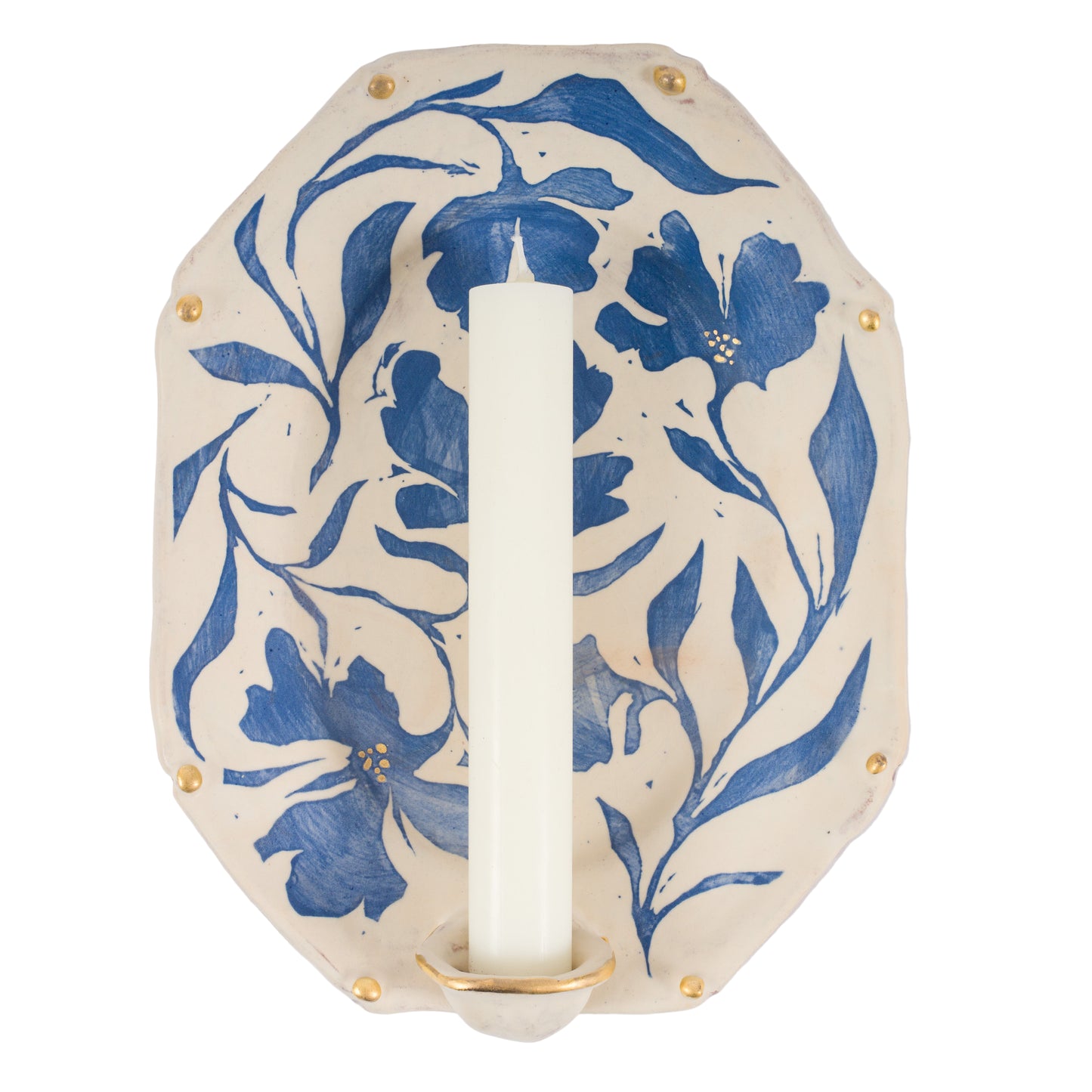Geometric Edged Floral Candle Sconce