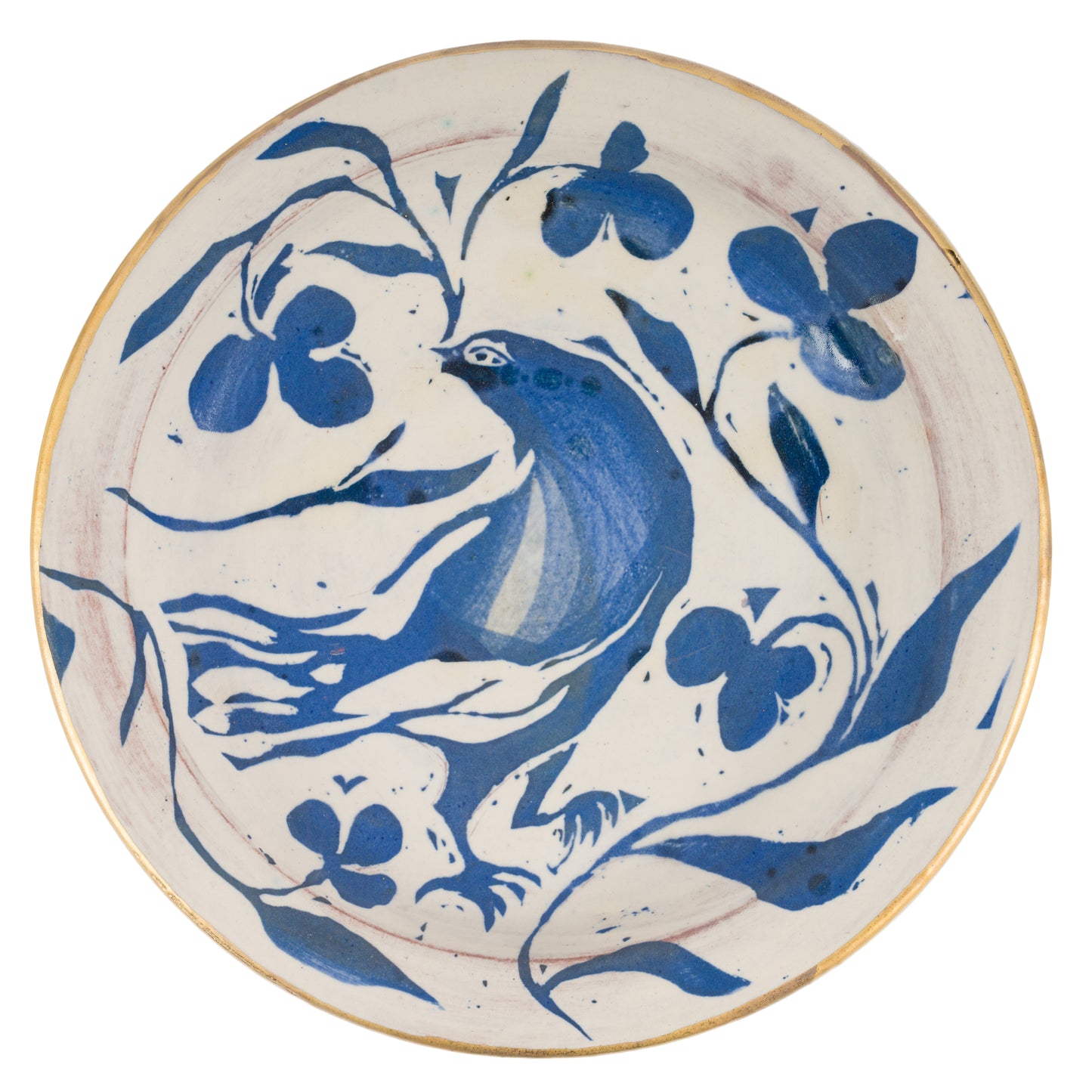Blue Glaze Bird Plate I