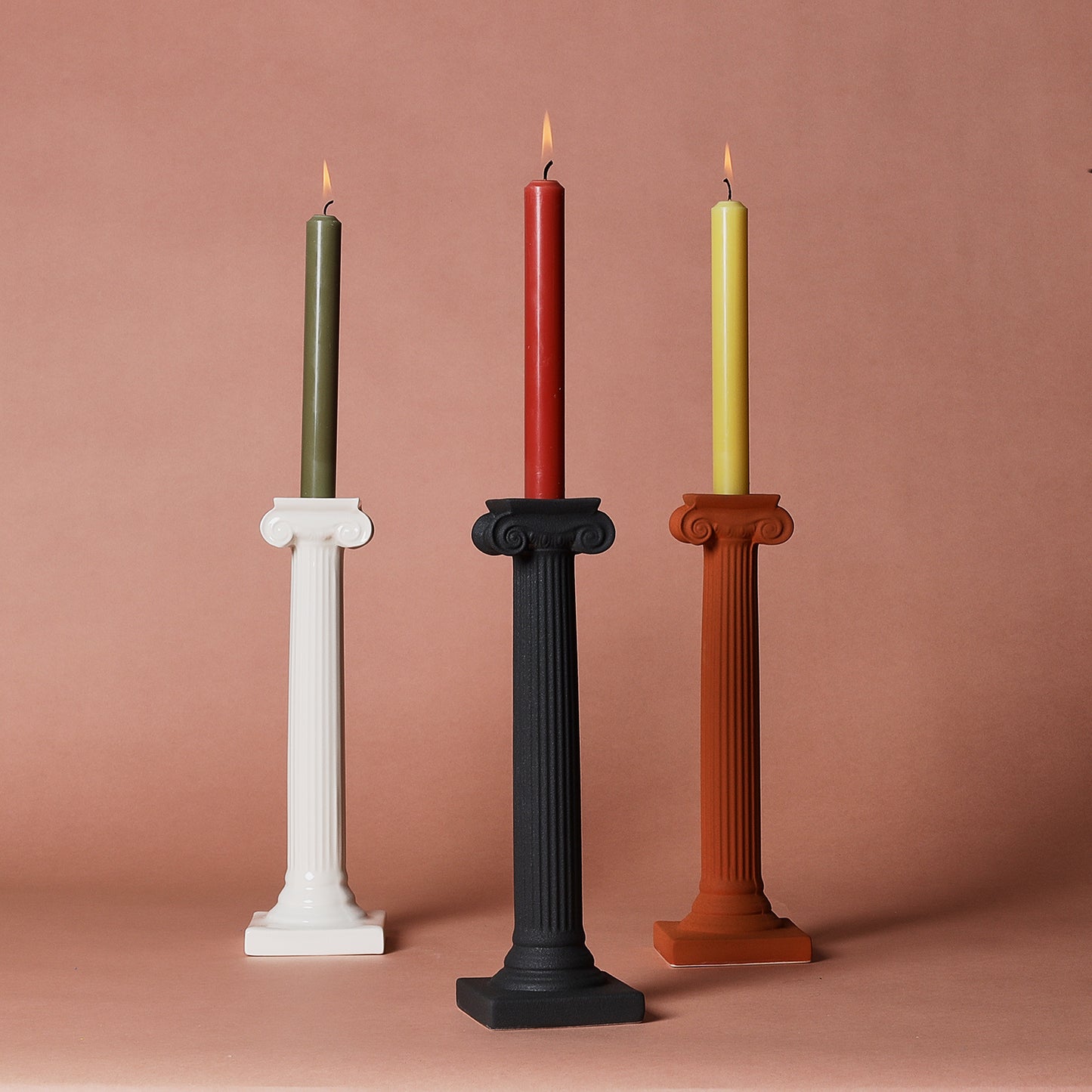 P&H Black Basalt Ionic Column Candlestick