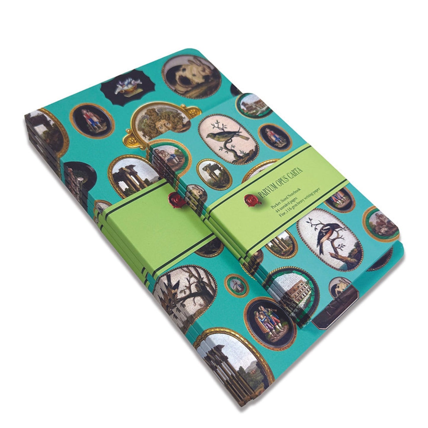 Micromosaics on Duck Egg Blue Digest-Sized Notebook