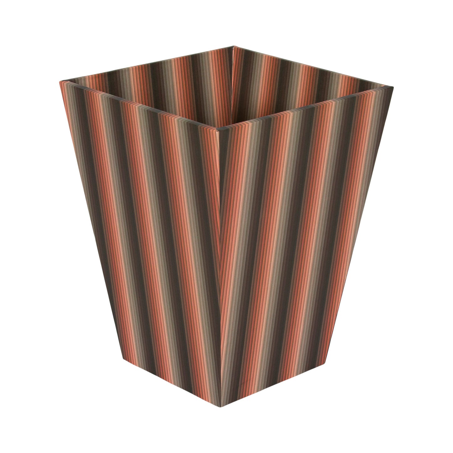 Waste Paper Bin - Undulating Stripes in Orange