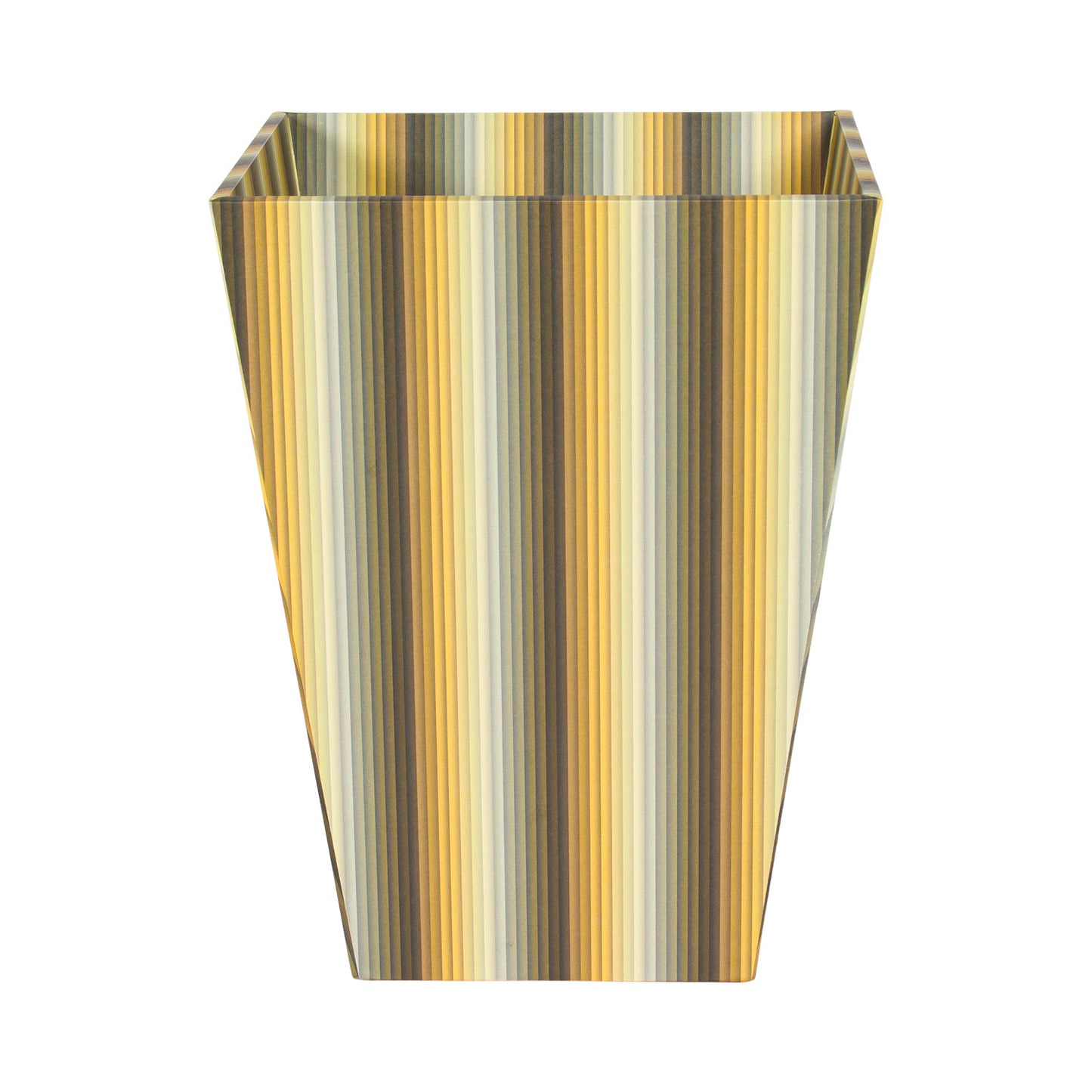 Waste Paper Bin - Undulating Stripes in Yellow