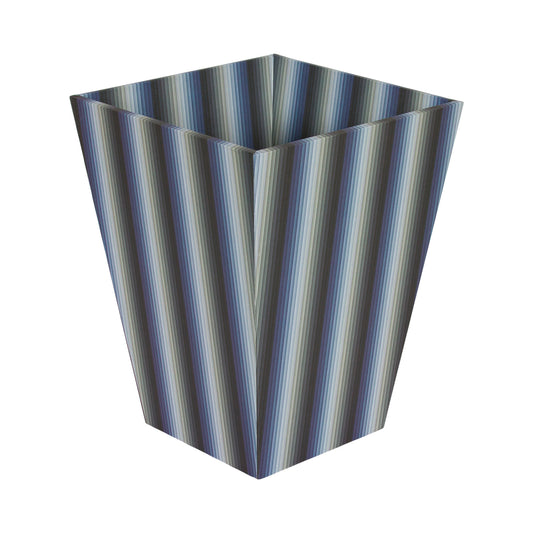 Waste Paper Bin - Undulating Stripes in Blue