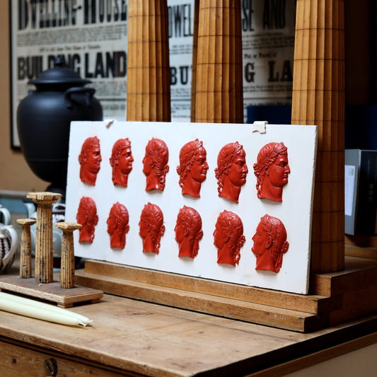 Roman Emperors Plaster Cast Plaque, after a 19th Century Original