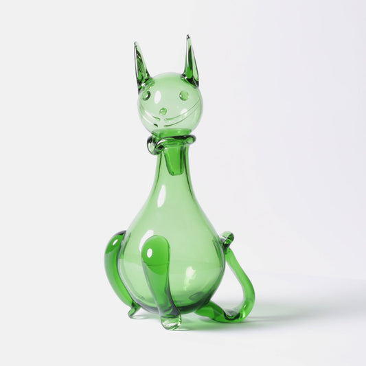 Empoli Verde Cat Decanter, Italy, c.1960s