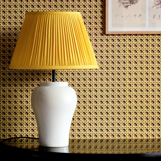 14" Natural Dyed Silk Dupion Lampshade - Yellow