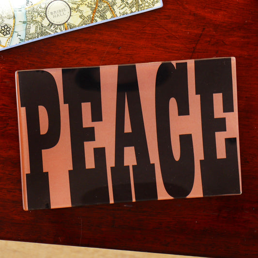 5" x 8" Peace Decoupage Tray - Pink & Black
