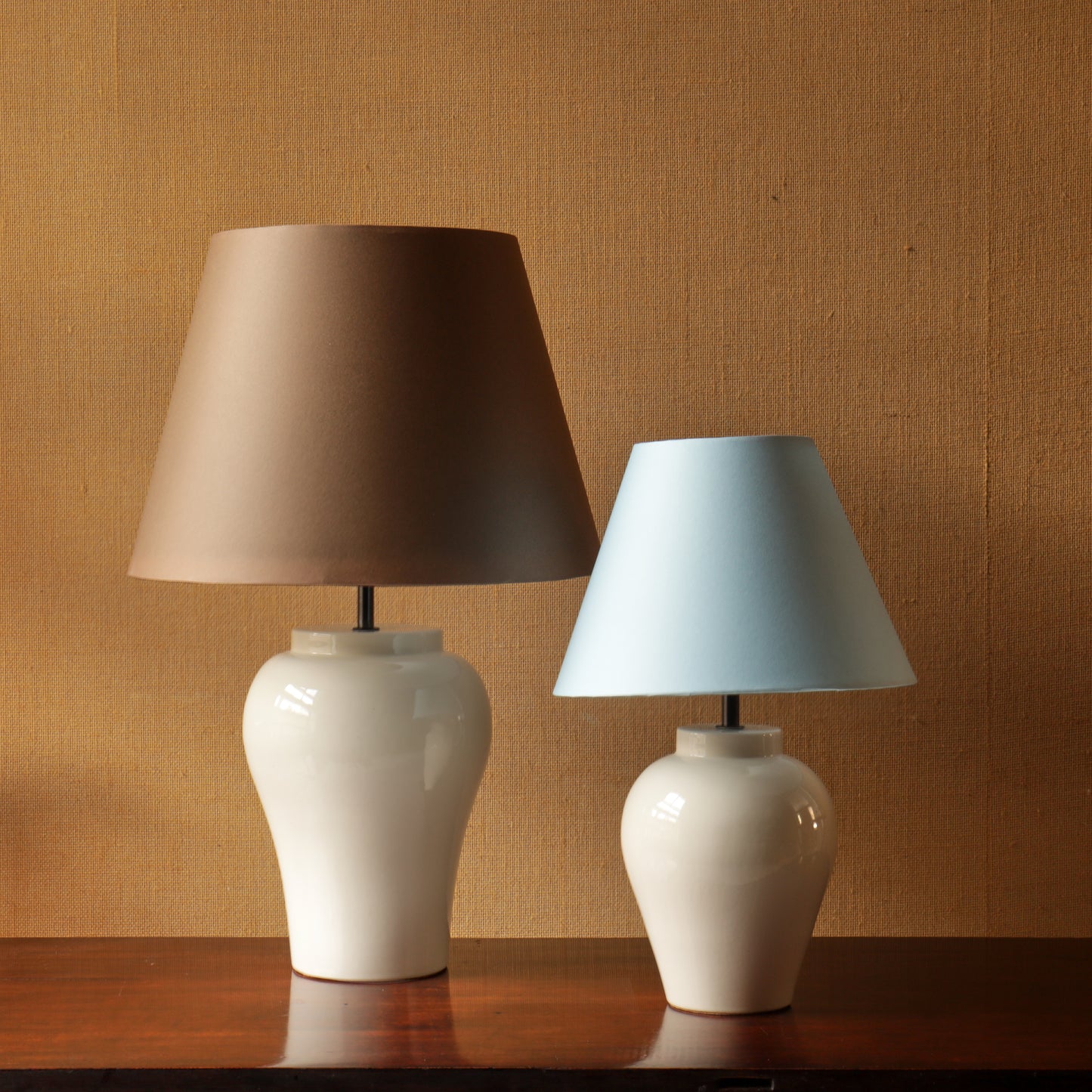 P&H Creamware Temple Lamp