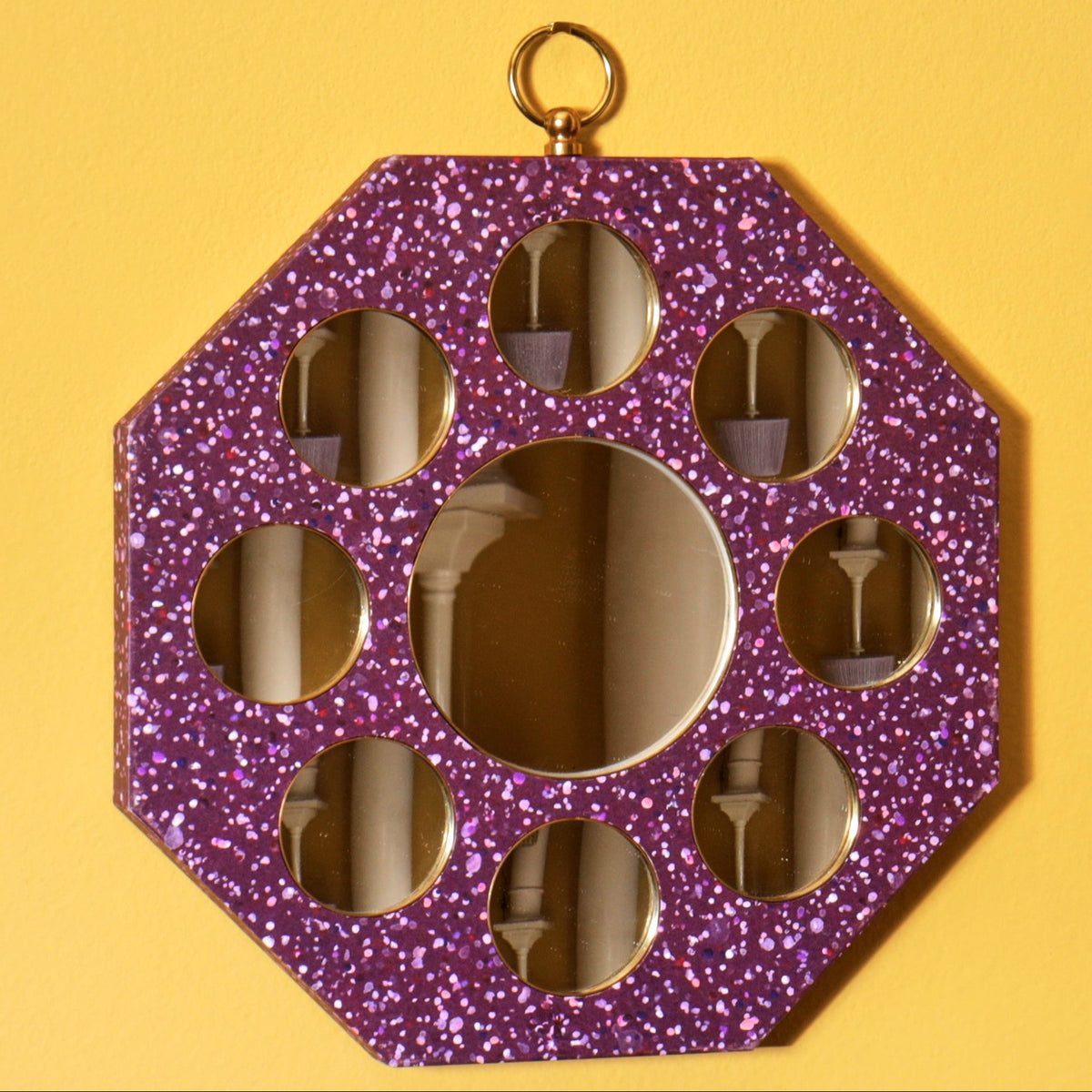 Octagonal Mirror with Multiple Concave Mirrors - Imperial Porphyry