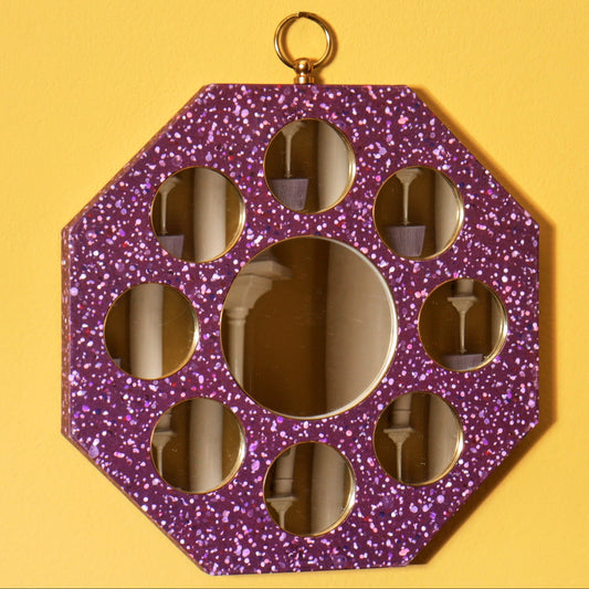 Octagonal Mirror with Multiple Concave Mirrors - Imperial Porphyry